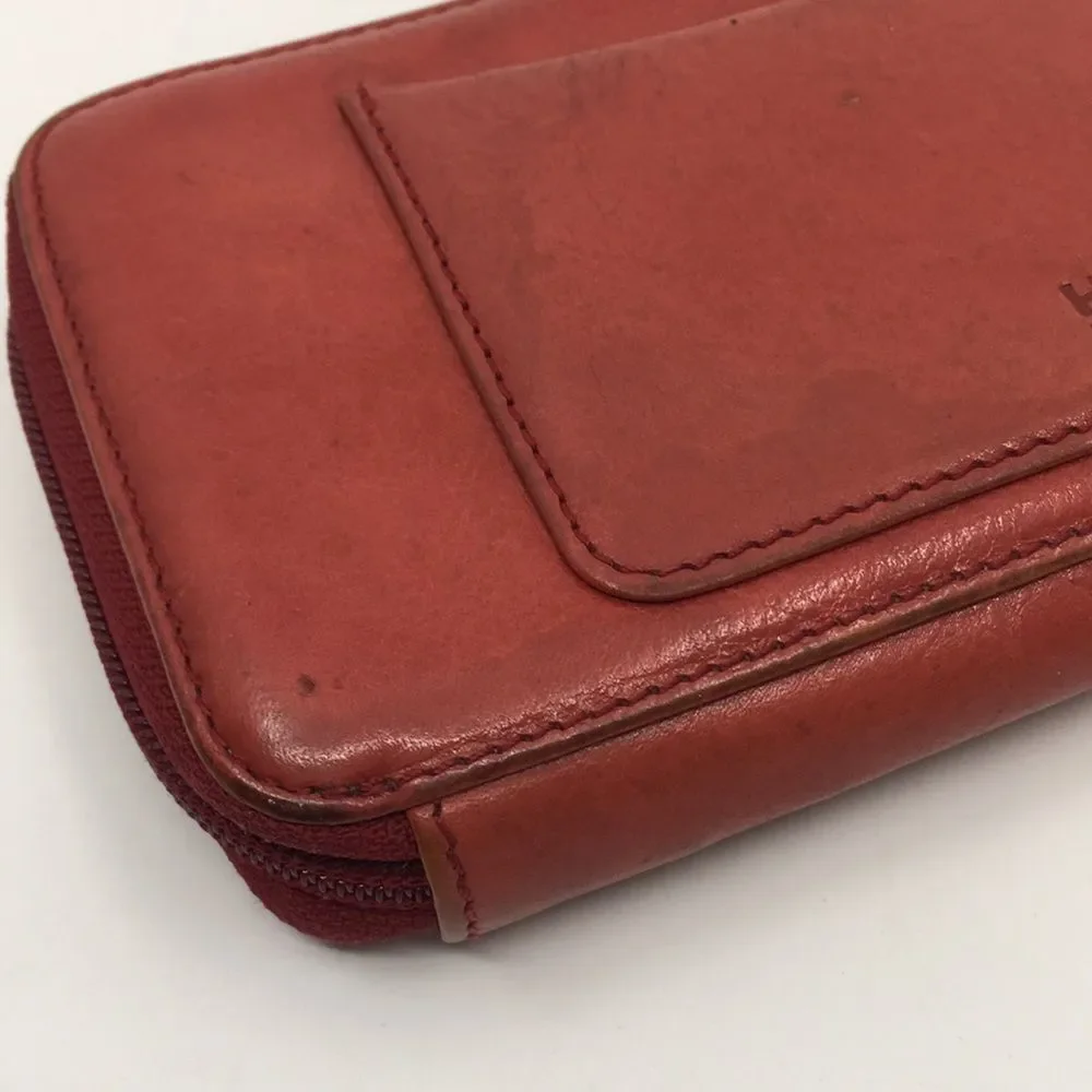Hobo International Red Leather Zippy Accordion Zip Around Wallet